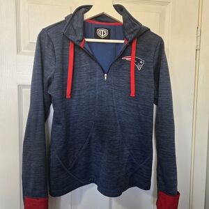 Women's Blue and Red Quarter-Zip Hoodie